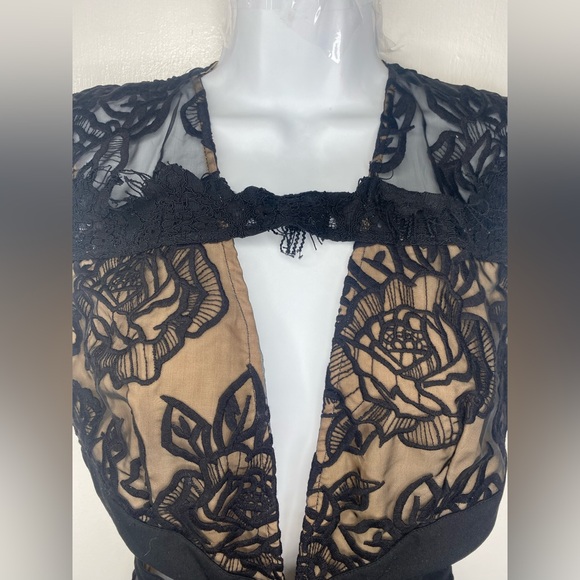 Stylestalker Night Fever Black Lace Mini Dress with Nude Underlay - Picture 6 of 13